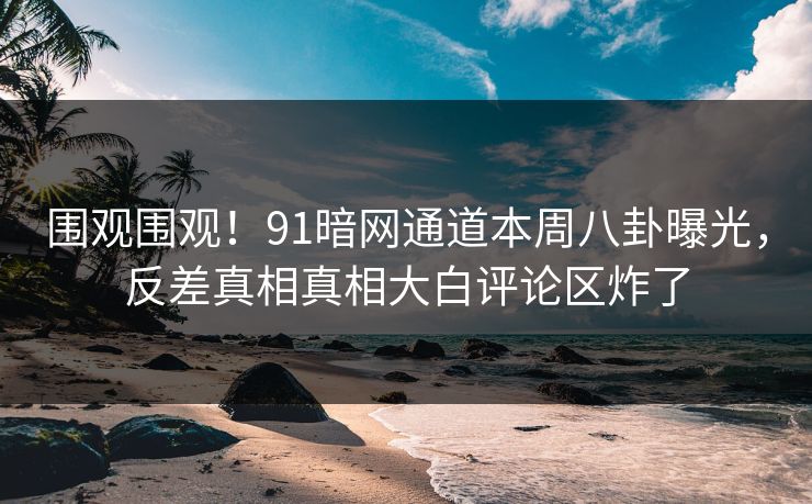 围观围观！91暗网通道本周八卦曝光，反差真相真相大白评论区炸了