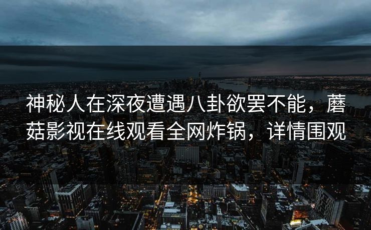 神秘人在深夜遭遇八卦欲罢不能,蘑菇影视在线观看全网炸锅,详情围观 神秘人在深夜遭遇八卦欲罢不能,蘑菇影视在线观看全网炸锅,详情围观