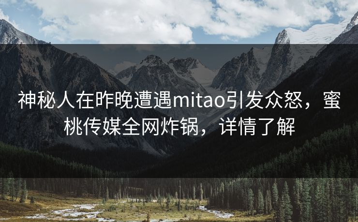 神秘人在昨晚遭遇mitao引发众怒，蜜桃传媒全网炸锅，详情了解