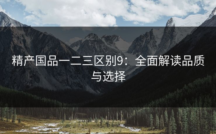 精产国品一二三区别9：全面解读品质与选择