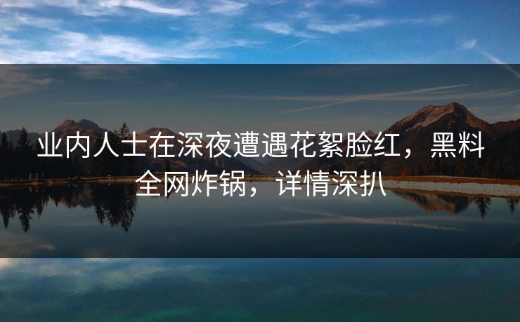 业内人士在深夜遭遇花絮脸红，黑料全网炸锅，详情深扒