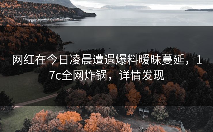 网红在今日凌晨遭遇爆料暧昧蔓延，17c全网炸锅，详情发现