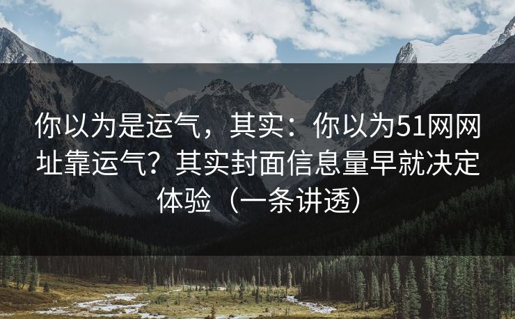 你以为是运气，其实：你以为51网网址靠运气？其实封面信息量早就决定体验（一条讲透）